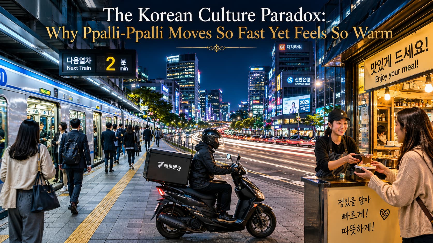 Ppalli-ppalli culture in Korea showing fast-paced city life and warm everyday interactions